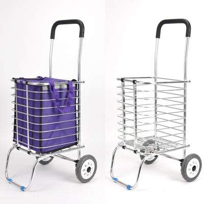 Qualität  German Foldable Wholesale Supermarket Foldable Metal Trolley 4 Wheels Trolley 35L Shopping Bag usine